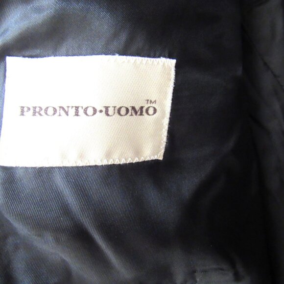 Pronto-Uomo Italian Made, 100% Italian Wool Suit Jacket Size 46 Pure Black  F260 - Picture 5 of 6